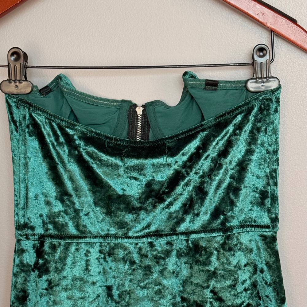 Urban Outfitters Green Crushed Velvet Corset Mini Dress Zipper Front‎ Y2K Size S - Picture 8 of 14